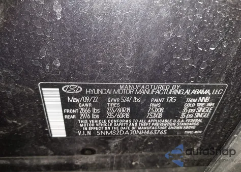 2022 Hyundai Santa Fe Sel из США, поврежденный, VIN 5NMS2DAJ0NH463765